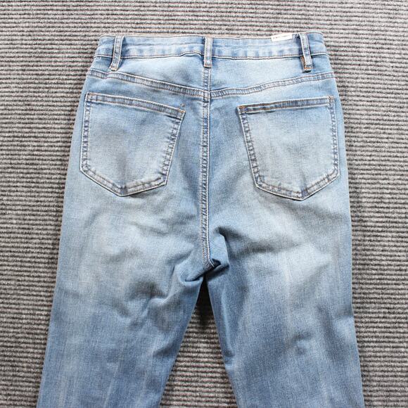 Almost Famous Jeans Women's 3 Blue Super Flare Bell Bottom Distressed Raw Hem - Picture 5 of 11